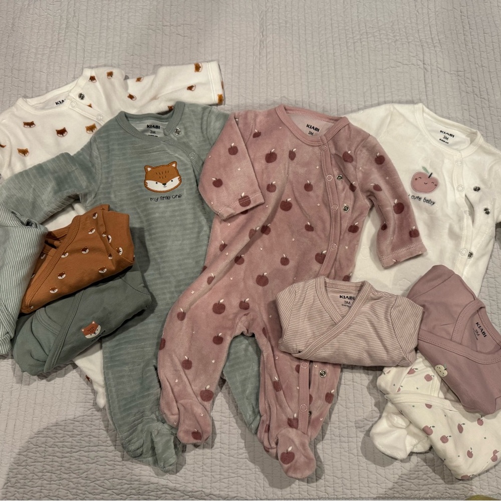 Brand New Footies and Onsies Set - Pink, Green, White